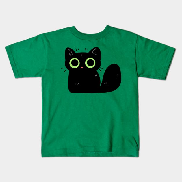 Cute Lil Black Cat Kids T-Shirt by sky665